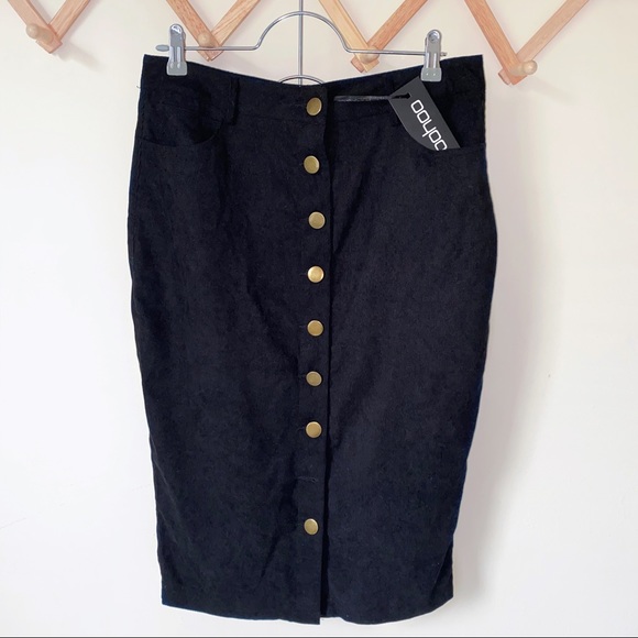 Corduroy Button Front Skirt - Picture 4 of 8